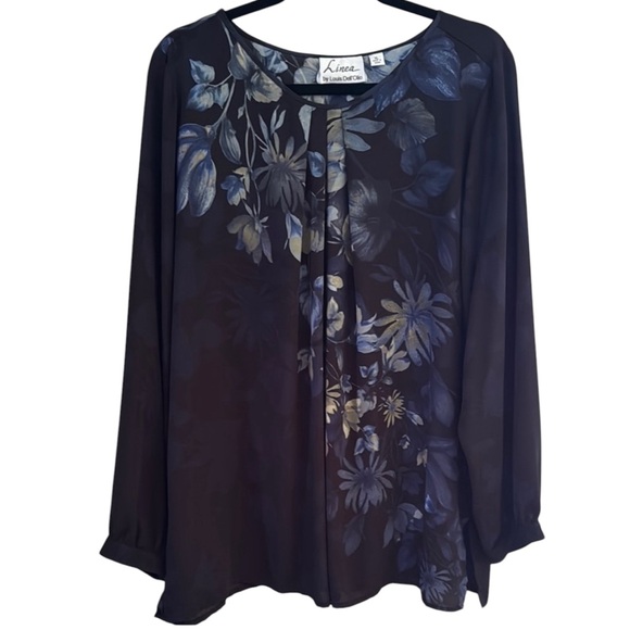 Linea by Louis Dell'Olio Black Floral Women's Blouse Size XL - Picture 6 of 6